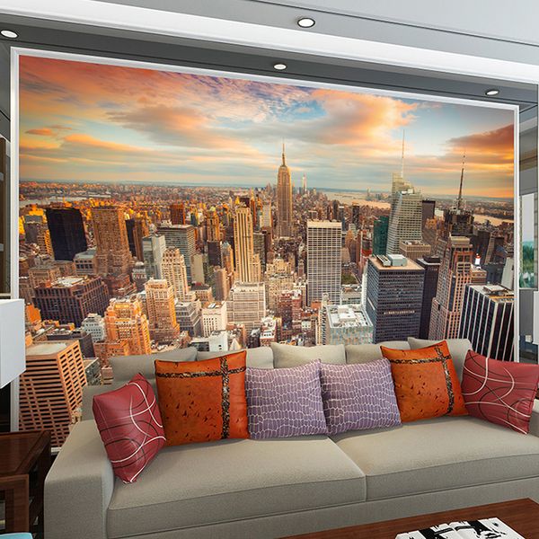 Acheter Personnalisé 3d Fond Décran Ville Soir Paysage Fond Canapé Chambre Tv Tour à New York Toile Murale Mural Livraison Gratuite De 4813 Du