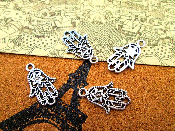 

75pcs--hamsa star of david charms, antique tibetan silver hand of fatima charm pendants 15x24mm, Bronze;silver