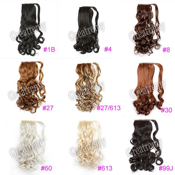 

Greatremy 22" Long Wavy Wrap Around Ponytail Hair Extension Synthetic for Girls 12Colors #1B#16#27#27/613#30#33#4#6#60#613#8#99J New Arrival