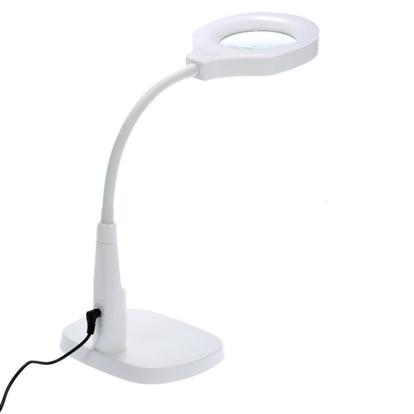 Freeshipping Lente d'ingrandimento flessibile con lente d'ingrandimento a mani libere con luce Versatile lampada da tavolo con lente d'ingrandimento illuminata 2 in 1 con morsetto e supporto base