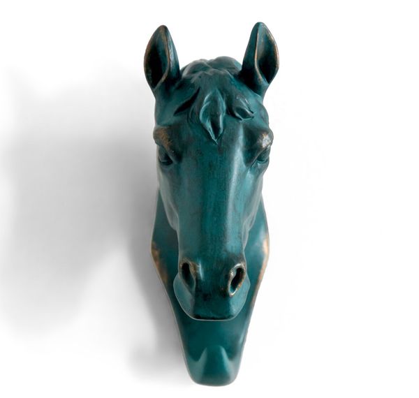 

horse head single wall hook / hanger animal shaped coat hat hook heavy duty, rustic,recycled, decorative gift , rustic bronze color