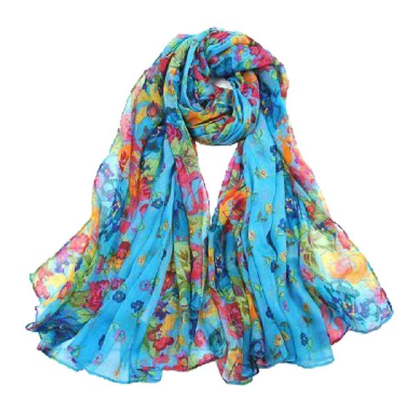 

wholesale- saf-women's spring autumn fashion blue soft big long scarf vintage printing scarves 160*50cm, Blue;gray