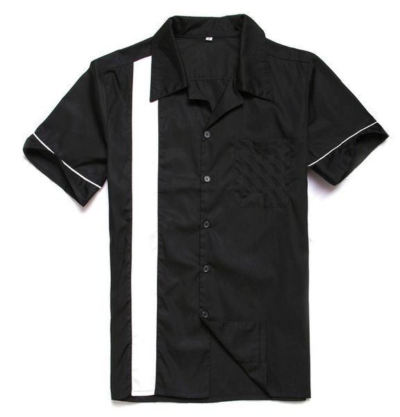 

wholesale- vintage shirts uk spring&summer cotton short sleeve mens casual shirts classic black color plus size online store ing, White;black