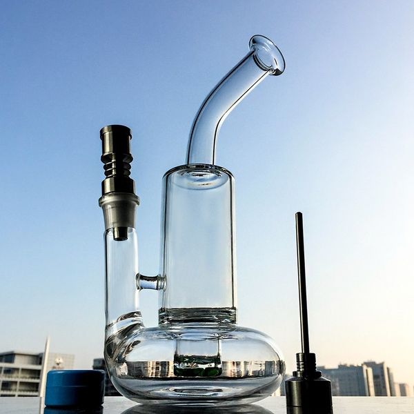 Wasserpfeifen Tornado-Glasbongs Dab-Ölplattformen mit 18-mm-Titannagel-Vergaserkappe Turbine Perc Cyclone Rauchende Wasserpfeifen Becherglas-Bubbler Shisha-Rohre