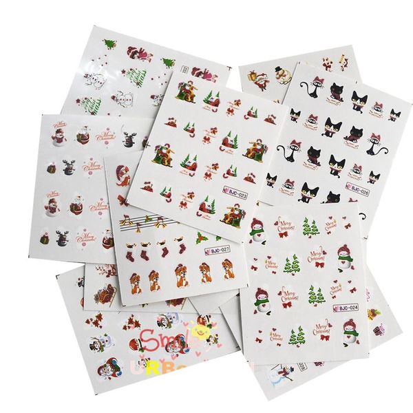 

wholesale- sweet trend 44 sheets mixed christmas style nail art water transfer sticker manicure decor beauty watermark nail tip decal nj004, Black