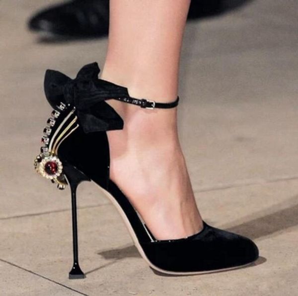 

2017 fashion women gladiator sandals party shoes thin heel diamond sandals pink bowtie high heels wedding shoes ladies, Black