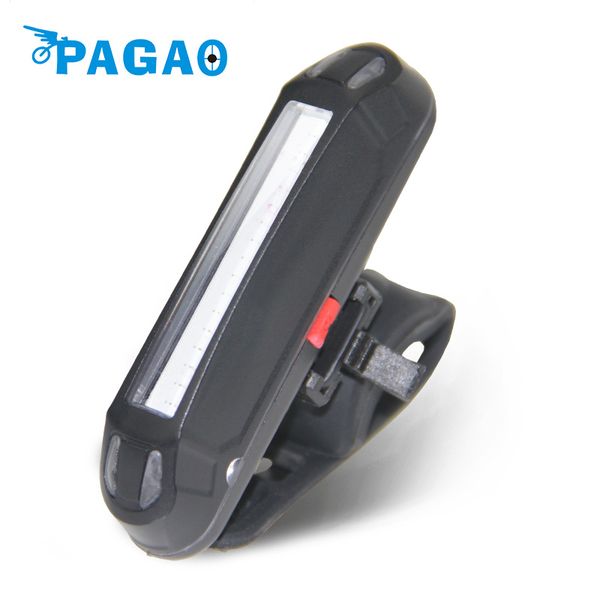 

wholesale- pagao 100 lumens rechargeable cob led usb mountain bike tail light taillight mtb safety warning bicycle rear light 0182