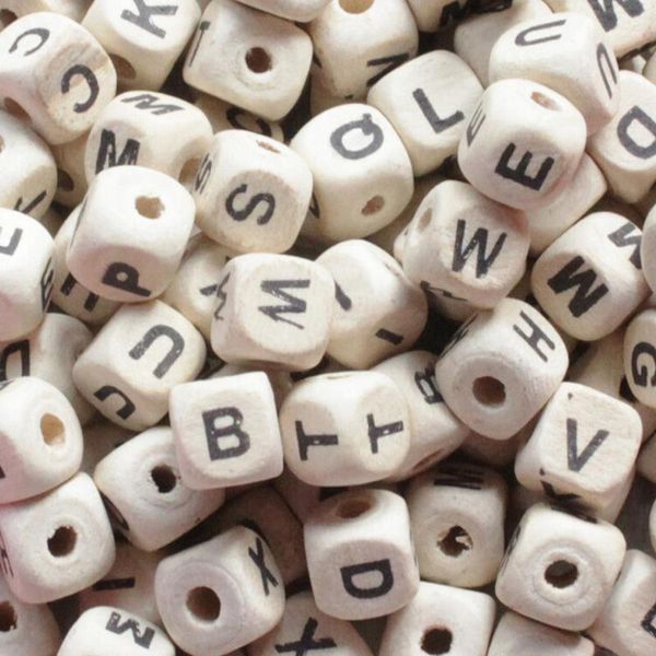 

100pcs/lot mix letter wood beads diy alphabet square cube letter wood beads fit diy pacifier clip natural wooden beads, Black