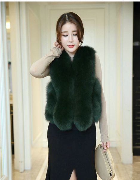 

Winter Fashion Luxury Fox Fur Vest Women Regular Warm Short Jacket Coat Waistcoat Variety Color Faux Outwear