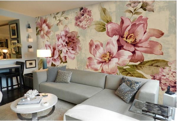 

pastoral small fresh peony rose mural background wall mural 3d wallpaper 3d wall papers for tv backdrop