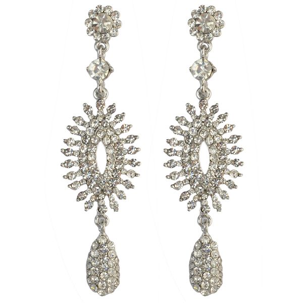 

idealway 5 цветов падения inlay кристалл rhinestone цветочный дизайн мотаться длинные серьги для женщин ювелирные изделия, Silver