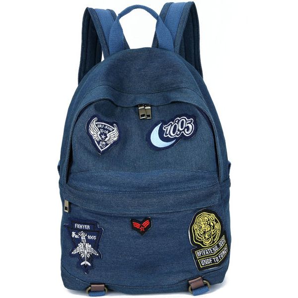 

Джинсовый рюкзак Джинсовая ткань школьная сумка Сексуальный синий рюкзак Классн