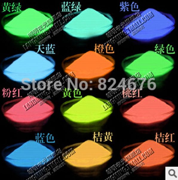 Polvere luminosa di incandescenza di 5 colori all'ingrosso-mista, 130 g/lotto, polvere fluorescente luminosa eccellente, polvere nottilucente del pigmento, incandescenza nello scuro.