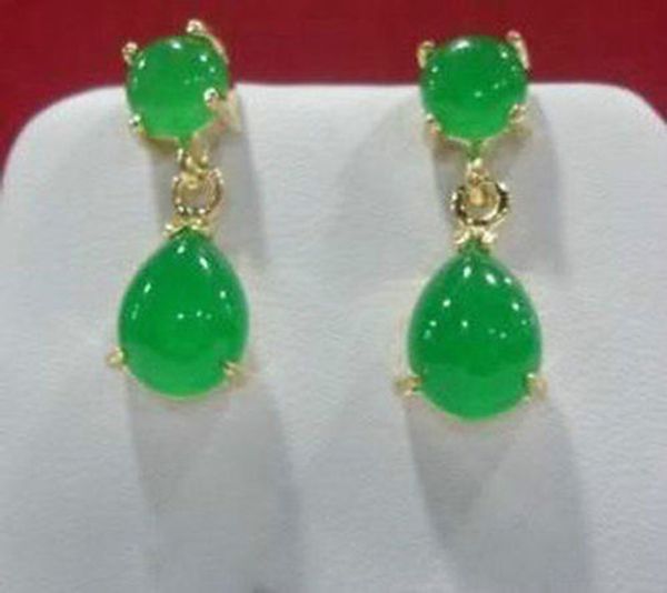 

new natural charming green jade drop earring, Silver