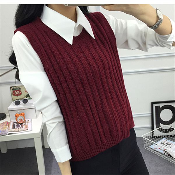

2018 spring autumn pullover knit round neck vest for women korean style fashion knitted sleeveless pullover sweater, White;black