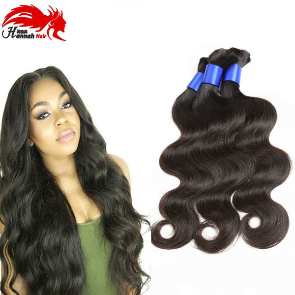 Hannah Brasilian Body Wave Human Human Bulk Para uma boa qualidade mais barato preço de 8 a 30 polegadas 3pcs/lotes de mangueira extensões de trança