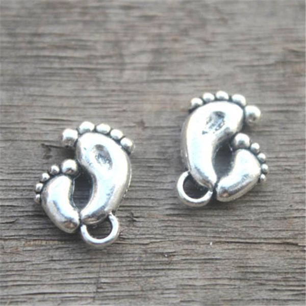 

15pcs -- Footprint подвески античный серебряный тон так мило мать и ребенок ноги подвески
