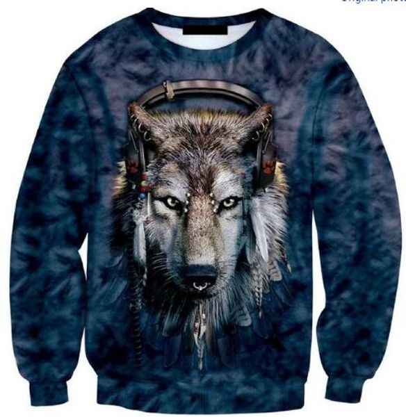 

wholesale- women/men fashion clothing crewneck listen to the music of the wolf sweatshirt spring autumn outfits, Black
