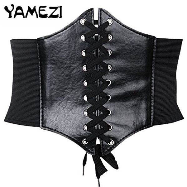 

wholesale- [yamezi] 2017 vintage female accessories slim thin waist belt tied waist straps wide waistband for women ft006, Black;brown