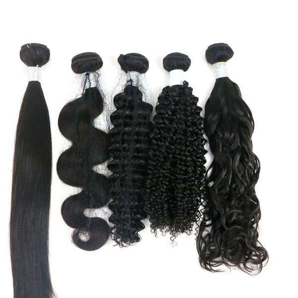 

virgin brazilian hair bundles human hair weaves 8-34inch unprocessed indian malaysian peruvian pure remy human hair extensions, Black