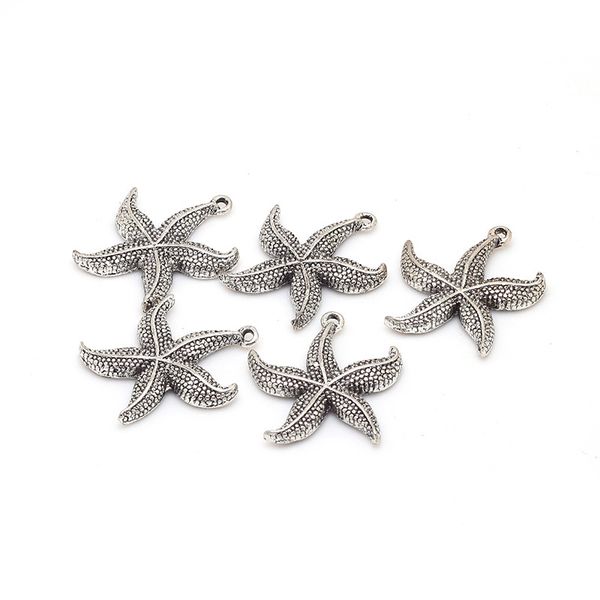 

wholesale-vintage starfish charm antique silver metal zinc alloy diy animals starfish charms pendant for jewelry 20pcs/lot 26mm 8408, Bronze;silver