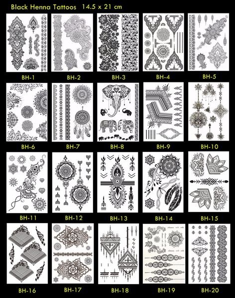 

10 шт. / лот черная хна татуировка временная хна татуировка классическая Мандала татуировка! Уникальный Дизайн!