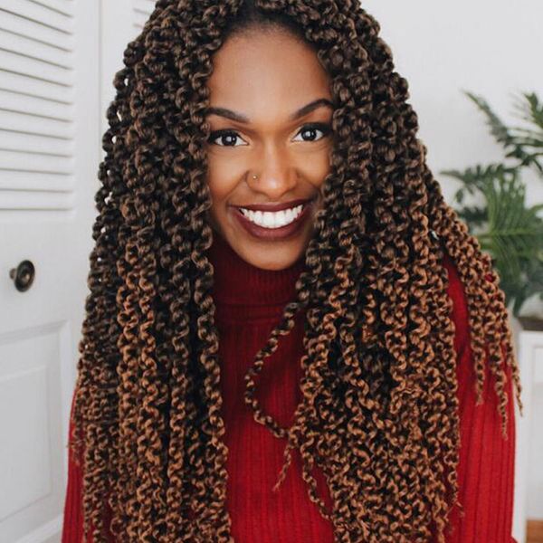 

synthetic crochet curly box braids 12stands/pcs crochet hair extensions 3d cubic crochet braids twist hair extension for marley braid hair, Black