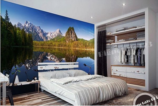 

beautiful scenery wallpapers blue sky snow mountain lake water forest landscape scenery wood wall paper