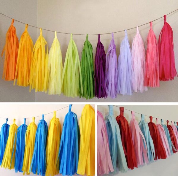 

wholesale-35cm 14 inch tassels tissue paper flowers garland banner bunting flag party decor craft for wedding decoration etc
