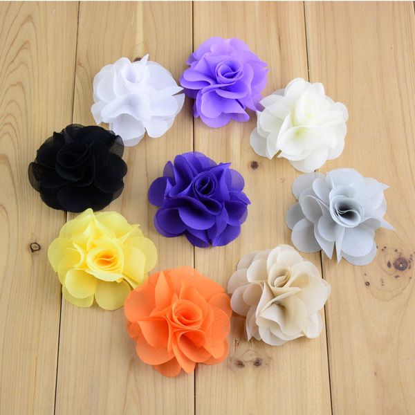 

wholesale- summer sytle 2.56inch neon chiffon head flowers flat back for girls headband 25pcs/lot kids hair accessories mh88, Slivery;white