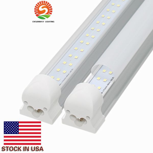 8 Fuß LED-Röhre, Doppellinien, LED, 4 Fuß, 8 Fuß, integriertes Röhrenlicht, T8-LED-Röhren, Leuchtstofflampen, 28 W, 65 W, Wechselstrom, 110–240 V, UL DLC