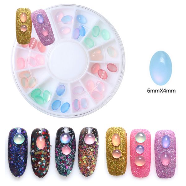 Wholesale Box Resin Cat Eye 3d Nail Decoration Oval Jelly 4mm 6mm