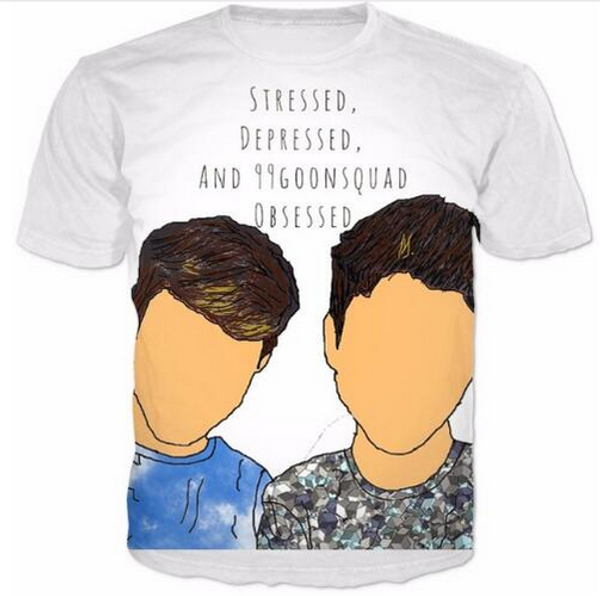 

новые модные женские / мужские депрессии и 99goonsquad одержимы смешные короткие рукава 3d печати футболка лето повседневная футболка s--5xl, White;black