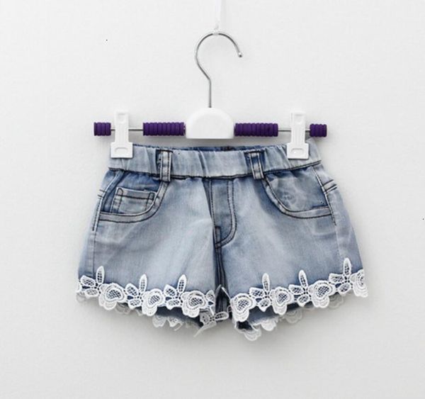 

girl summer denim trousers children pants for girls jeans shorts girl lace shorts kid's jeans pants with laces ripped beach, Black