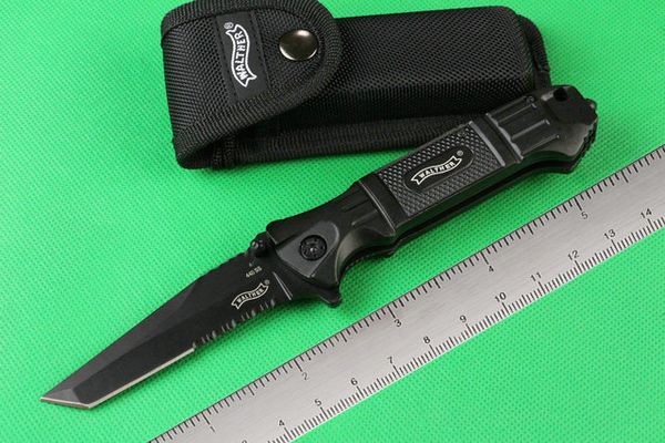 Exército dos EUA WALTHER 716 Titanium Tactical Faca Dobrável 440C 57HRC Serrated Camping Caça Sobrevivência Faca de Bolso Utilitário Militar EDC