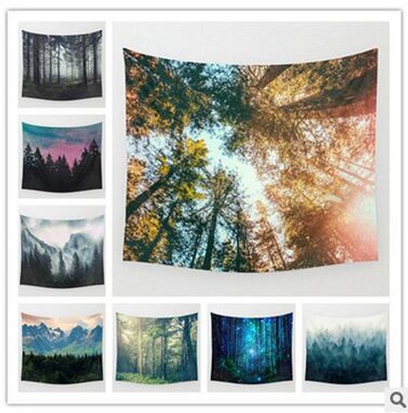 Hot Selling 9 Designs 130 150cm Scenery Printed Square Tapestry Yoga Mat Towel Beach Towel Shawl Landscape Wall Tapestry Bedroom Decorations Tapestrys