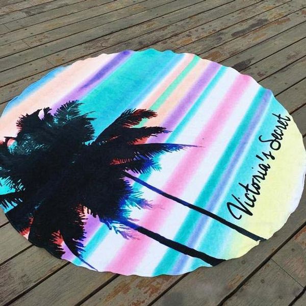 New Fashion 160cm 100 Cotton Large Round Beach Towel For 2 People Reactive Printed Serviette De Plage Picnic Mat Blanket Beach Towel Size Mens Beach