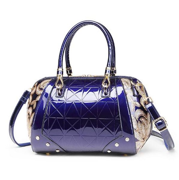 

women handbags elegant patent leather totes for women large capacity handbag with sequin embroidery boston bag
