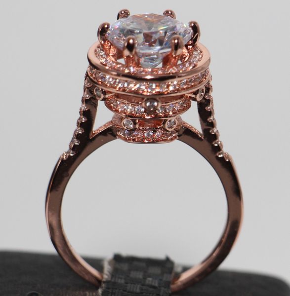 

victroria wieck handmade fashion jewelry 925 sterling silver rose gold plated dove egg z round cut gemstones women wedding band ring, Slivery;golden