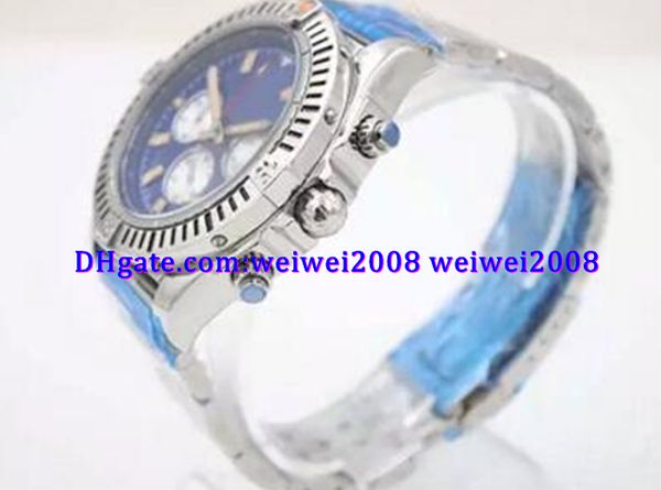 

luxury watch new quartz chronograph siliver case blue dial stainless case bracelet mens quartz fash bezel watch men's sports wrist watc, Slivery;brown