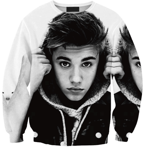 

new fashion women/men justin bieber star harauku style funny 3d printed crewneck sweatshirts hoodies k35, Black