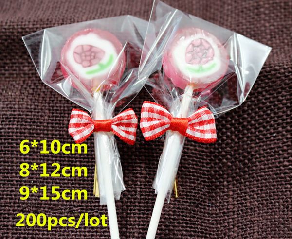 

wholesale- 200pcs/lot samll plastic bags 3size clear cellophane cake bags lollipop bakery gift cookie packaging packing ing