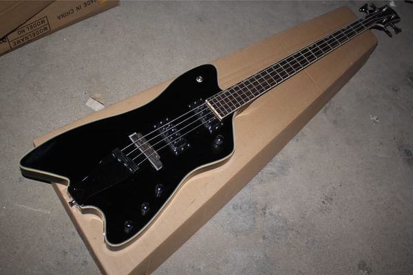 

custom 4 strings g6199b billy bo jupiter thunderbird black electric guitar bass sperzel tuners, space control bridge on ebony base