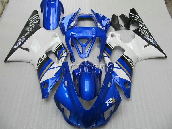 ABS-Kunststoff-Verkleidungsset für Yamaha YZF R1 98 99, weiß-blaues Verkleidungsset, YZF R1 1998 1999 IY29