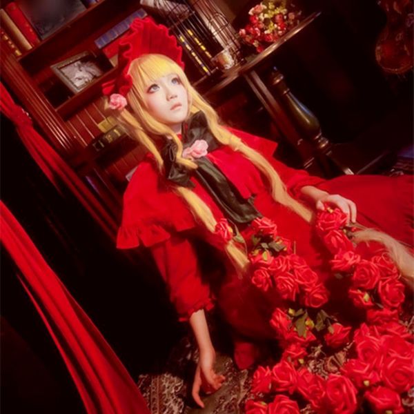 

reiner rubin cosplay costumes red lolita dress japanese anime rozen maiden clothing masquerade/mardi gras/carnival costumes, Black