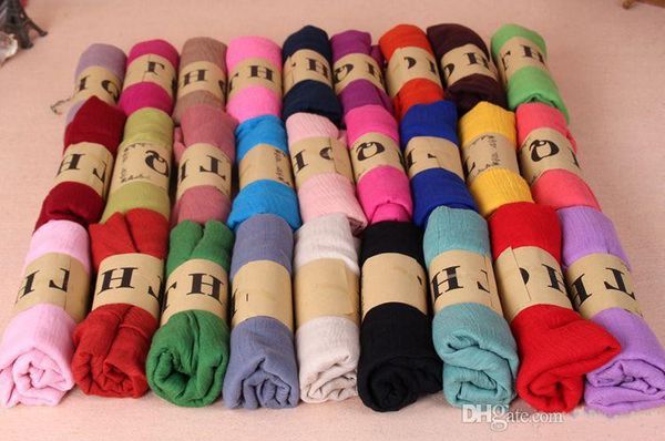 

10 colors bride solid pashmina linen scarves women's shawls plain ladies wraps soft fringes autumn winter scarf for girls, White