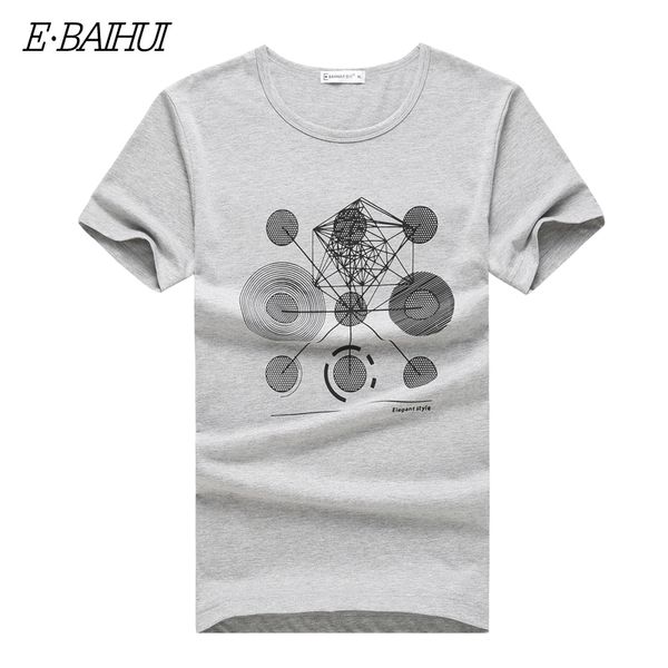 

e-baihui brand summer style men's fashion comfortable and soft t-shirts men casual tees print t-shirt t002, White;black