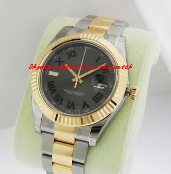 

Luxury Watches 116333 18k Gold Steel 41mm Grey Dial w/Roman numeral Automatic Mechanical Mens Sports Watch Men's Wrist Watches