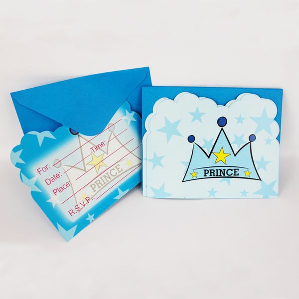 

wholesale- 60pcs/lot crown prince theme children birthday party invitation card*