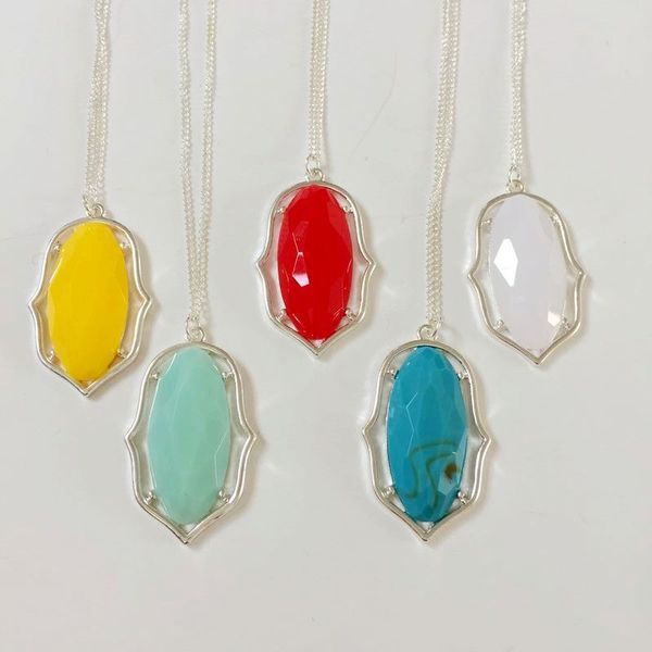 

new simple sweet elegant 5 colors resin pendant silver necklace, cute necklace